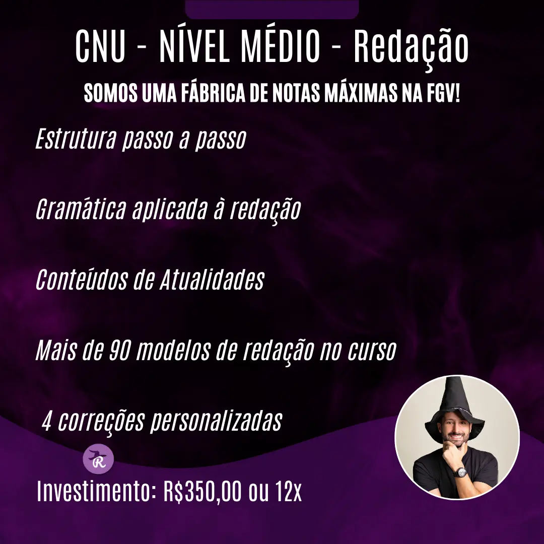 Curso de Redação para o CNU – cargos de Nível Médio